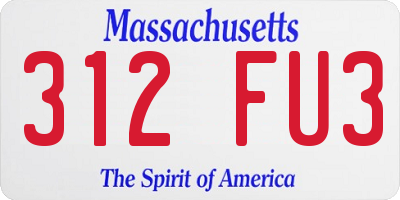 MA license plate 312FU3