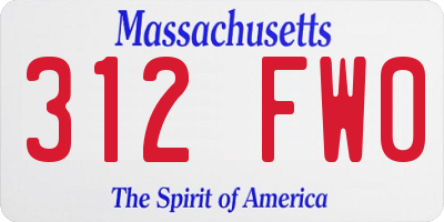 MA license plate 312FW0