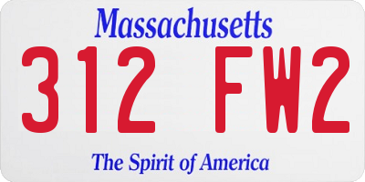 MA license plate 312FW2