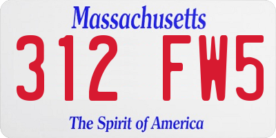 MA license plate 312FW5