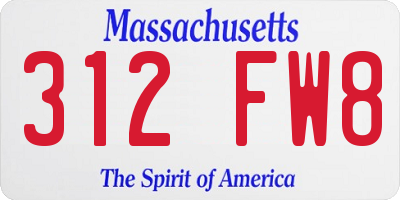 MA license plate 312FW8