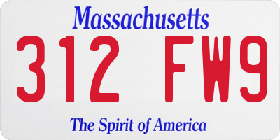 MA license plate 312FW9