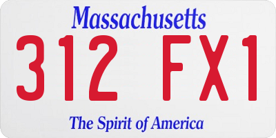 MA license plate 312FX1