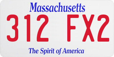 MA license plate 312FX2