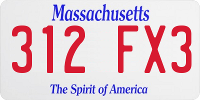 MA license plate 312FX3