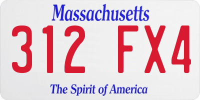 MA license plate 312FX4