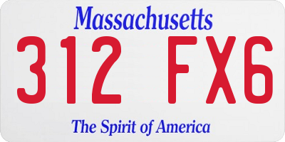 MA license plate 312FX6
