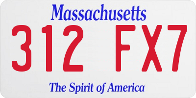 MA license plate 312FX7