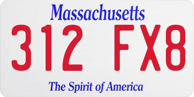MA license plate 312FX8