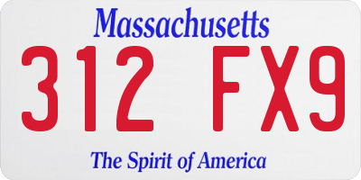 MA license plate 312FX9