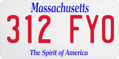 MA license plate 312FY0