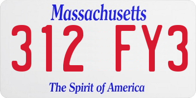 MA license plate 312FY3