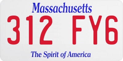 MA license plate 312FY6