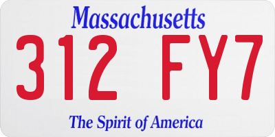 MA license plate 312FY7