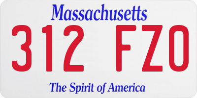MA license plate 312FZ0