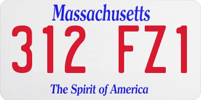 MA license plate 312FZ1