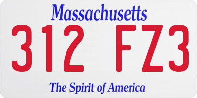MA license plate 312FZ3