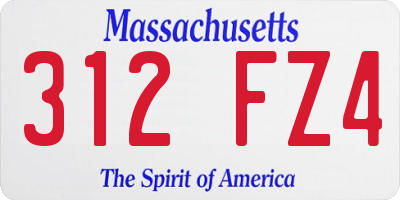 MA license plate 312FZ4