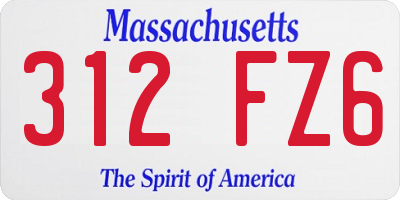 MA license plate 312FZ6