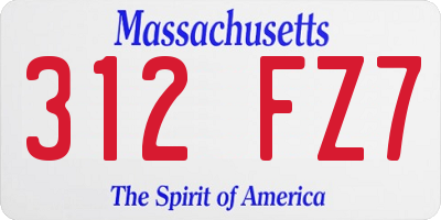 MA license plate 312FZ7