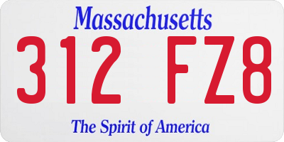 MA license plate 312FZ8