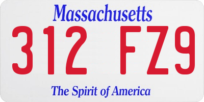 MA license plate 312FZ9