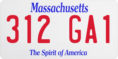 MA license plate 312GA1