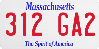 MA license plate 312GA2