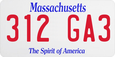 MA license plate 312GA3