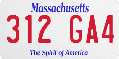 MA license plate 312GA4
