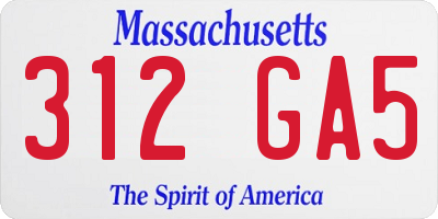 MA license plate 312GA5