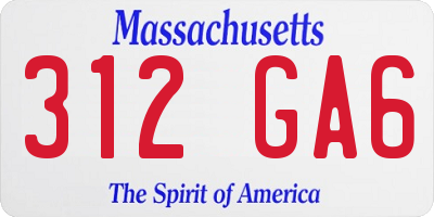 MA license plate 312GA6