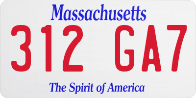 MA license plate 312GA7