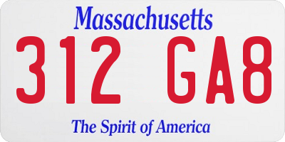 MA license plate 312GA8