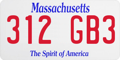 MA license plate 312GB3