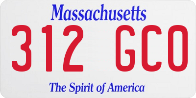 MA license plate 312GC0