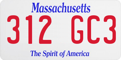 MA license plate 312GC3