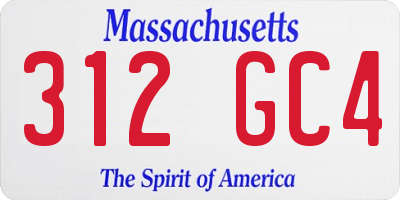 MA license plate 312GC4