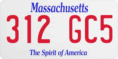 MA license plate 312GC5