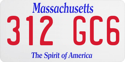 MA license plate 312GC6