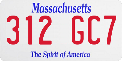 MA license plate 312GC7