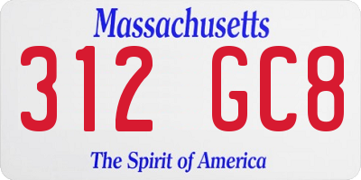 MA license plate 312GC8