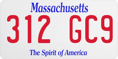 MA license plate 312GC9