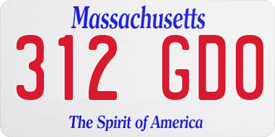 MA license plate 312GD0