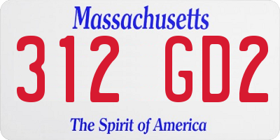 MA license plate 312GD2
