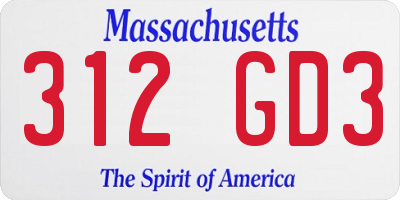 MA license plate 312GD3