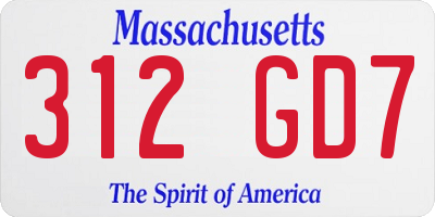 MA license plate 312GD7