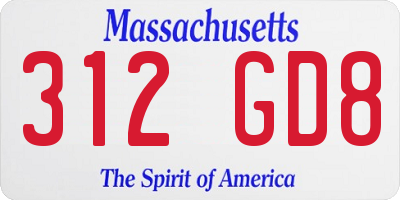 MA license plate 312GD8