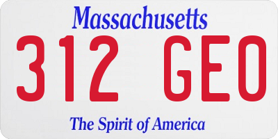 MA license plate 312GE0