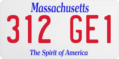 MA license plate 312GE1